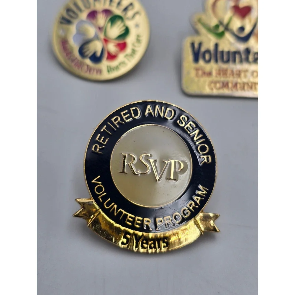 Vintage Healthcare Volunteer Pin Lot Women Multicolor Good Service Award Patch